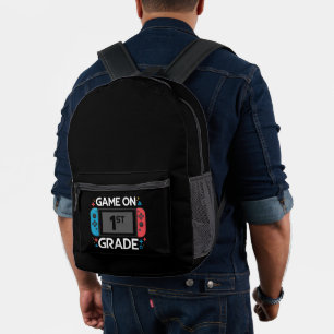 Game On 1st Grade Back To School Funny Gamer  Printed Backpack