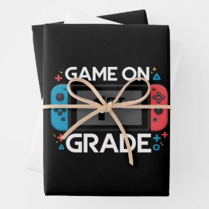 Game On 1st Grade Back To School Funny Gamer Wrapping Paper Sheet