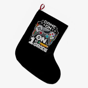Game On 1st Grade Back to School Large Christmas Stocking