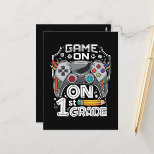 Game On 1st Grade Back to School Postcard