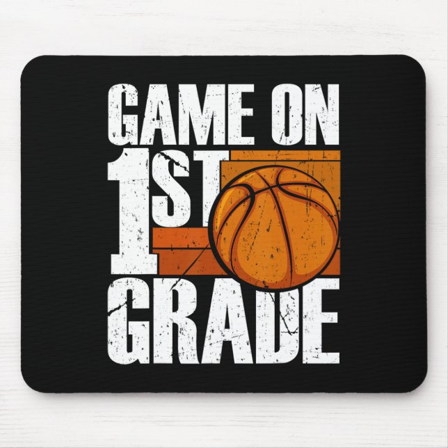 Game On 1st Grade Basketball Back To School First  Mouse Mat (Front)