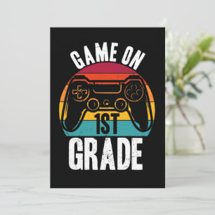 GAME ON 1st Grade Video Game School Student Invitation