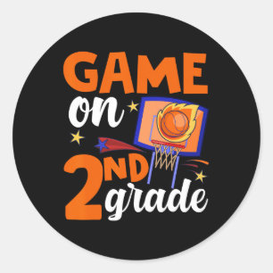 Game On 2nd Grade Basketball Back To School Studen Classic Round Sticker