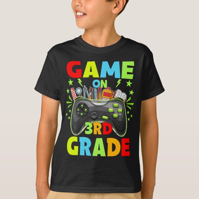 Game On 3rd Grade Back To 3rd Grade Level Unlocked T-Shirt (Front)