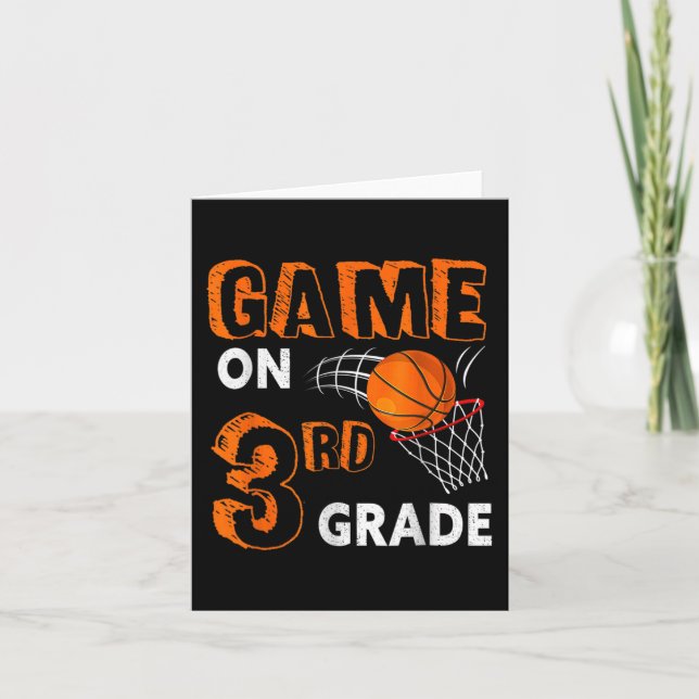 Game On 3rd Grade Basketball Back To School Fun Gi Card (Front)
