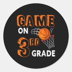 Game On 3rd Grade Basketball Back To School Fun Gi Classic Round Sticker