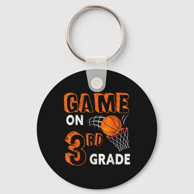 Game On 3rd Grade Basketball Back To School Fun Gi Key Ring (Front)