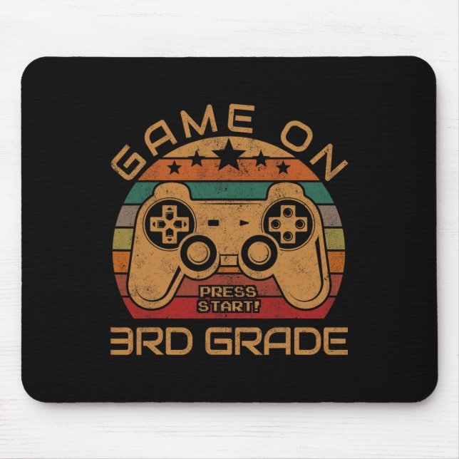 Game On 3rd Grade First Day Gamer Gift Back to Sch Mouse Mat (Front)