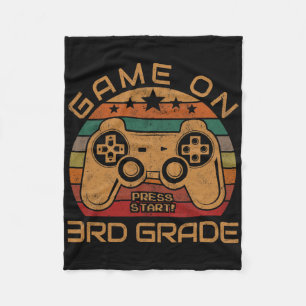 Game On 3rd Grade First Day Gamer Gift Byck To Sch Fleece Blanket