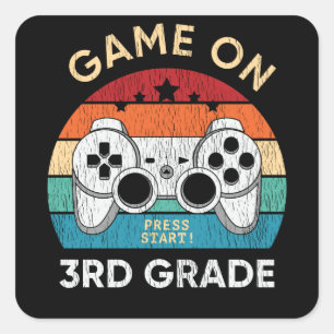 Game On 3rd Grade Gamer Back To School Student Square Sticker