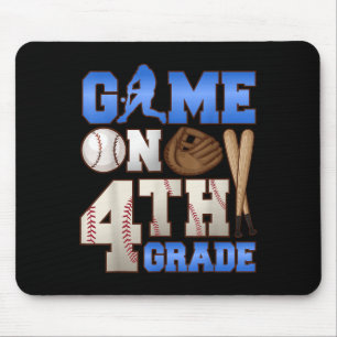 Game On 4th Grade Baseball Player Humor First Day  Mouse Mat