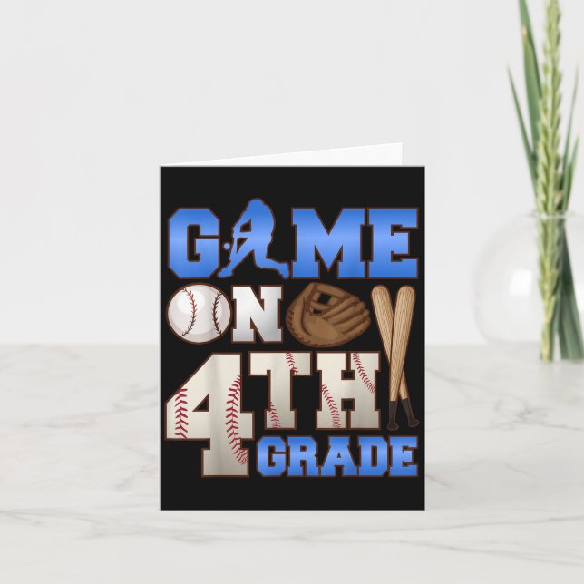 Game On 4th Grade Baseball Player Humour First Day Card (Front)