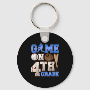 Game On 4th Grade Baseball Player Humour First Day Key Ring