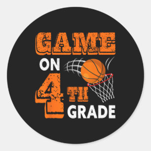 Game On 4th Grade Basketball Back To School Studen Classic Round Sticker