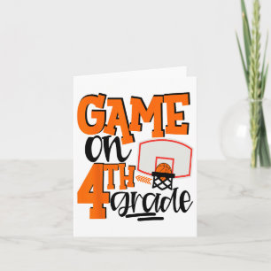 Game On 4th Grade Fun Sketll School T Shirt  Card