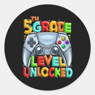Game On 5th Grade Back To School 5th Grade Level U Classic Round Sticker