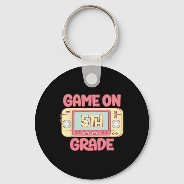 Game On 5th Grade Cool Video Game Ck To School Kid Key Ring (Front)