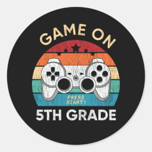 Game On 5th Grade Gamer Back School Student Gift Classic Round Sticker