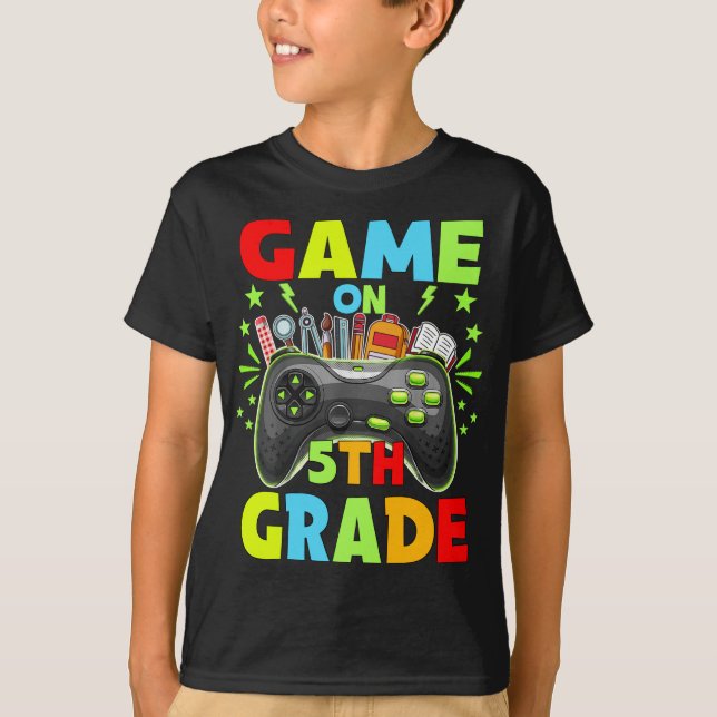 Game On 5th Grade Level Unlocked Back To School  T-Shirt (Front)