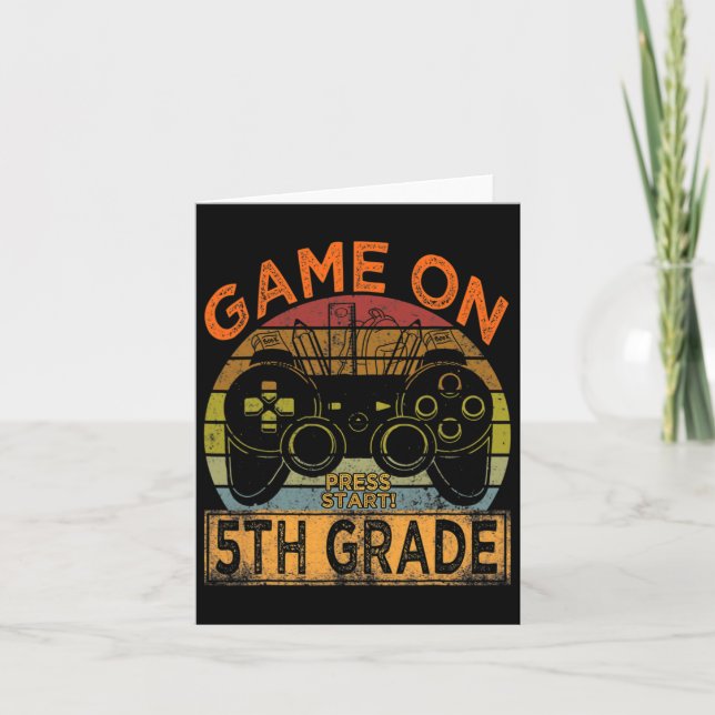 Game On 5th Grade Welcome Back To School Gamer Boy Card (Front)