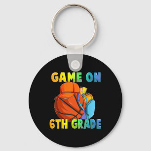 Game On 6th Grade First Day Of School Basketball B Key Ring