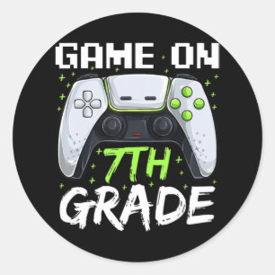 Game On 7th Grade Fun Back To School Gamer Boys Classic Round Sticker