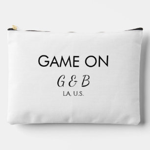 Game on add couple name wedding party place city g accessory pouch