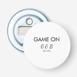 Game on add couple name wedding party place city g bottle opener