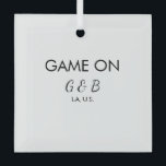 Game on add couple name wedding party place city g glass tree decoration<br><div class="desc">design</div>