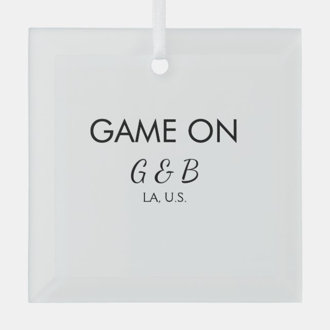 Game on add couple name wedding party place city g glass tree decoration (Front)