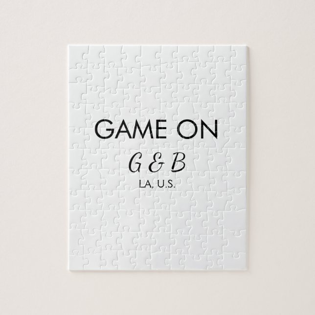 Game on add couple name wedding party place city g jigsaw puzzle (Vertical)