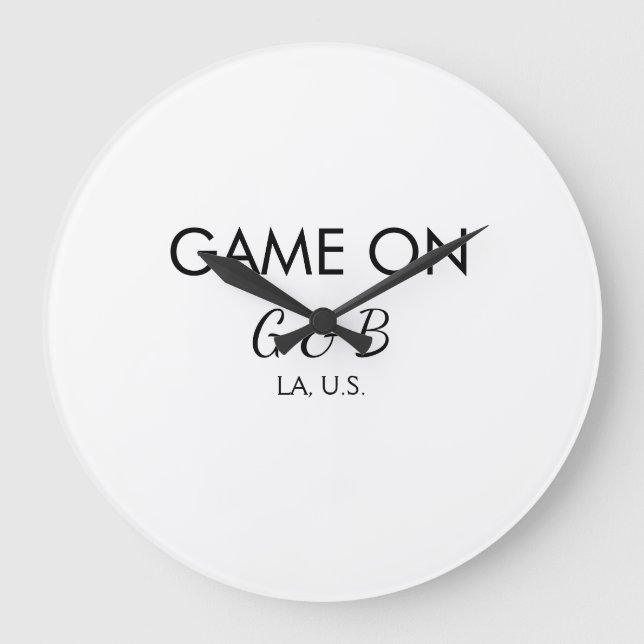 Game on add couple name wedding party place city g large clock (Front)