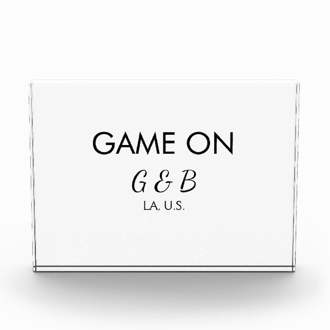 Game on add couple name wedding party place city g photo block (Front)