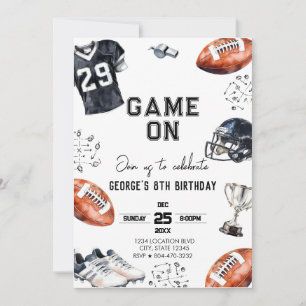 Game On American Football Birthday  Invitation