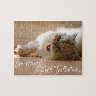 Game On   Angry Go Away RPG Roleplayer Cat Photo Jigsaw Puzzle