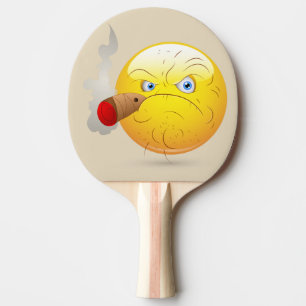 Game on Angry Happy Face in Yellow Personalised Ping Pong Paddle