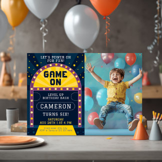 Game On Arcade Birthday Party Photo Invitation