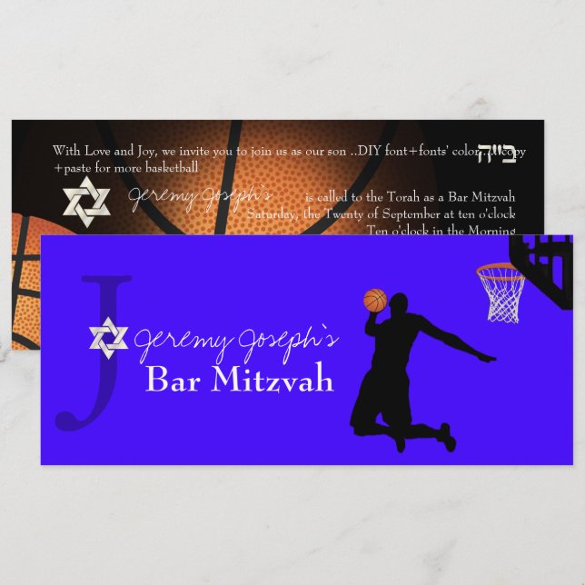 Game On! Basketball ✡ Bar Mitzvah Invitation (Front/Back)