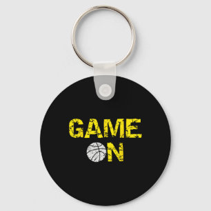 Game On Basketball; Blue Black Yellow Gold Team Co Key Ring
