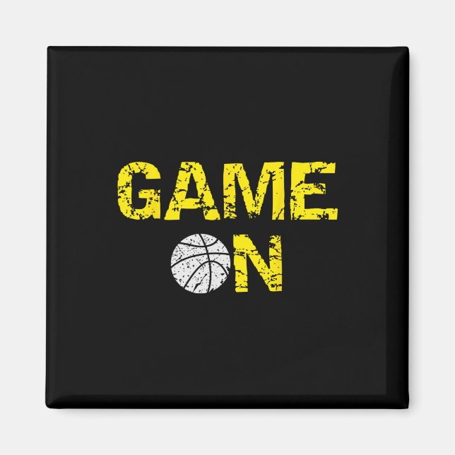 Game On Basketball; Blue Black Yellow Gold Team Co Magnet (Front)