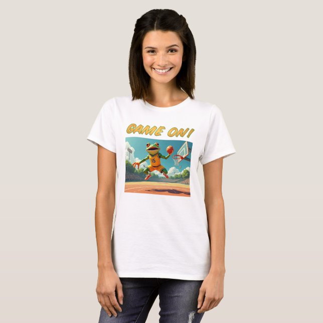Game On Basketball Frog women white T-shirt (Front Full)