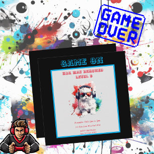 Game On Birthday Next Level, Gaming Square Invitation
