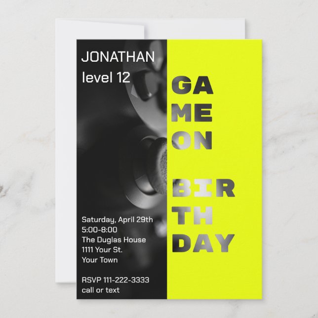 Game On Birthday Personalised Gamer Level up Invitation (Front)