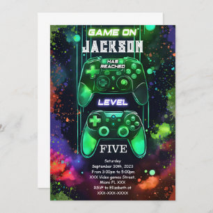 Game On, Boy Video Game Birthday Invitation