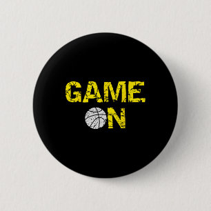 Game On Bysketbyll; Blue Black Yellow Gold Team Co 6 Cm Round Badge