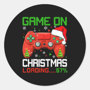 Game On Christmas Loading 67% Funny 6 7 Meme Xmas Classic Round Sticker