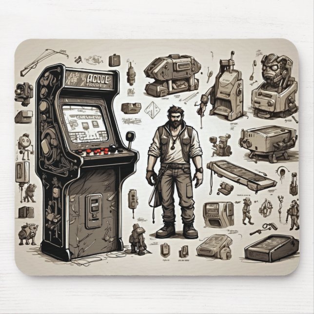 Game On: Classic Arcade Retro Mouse Mat (Front)
