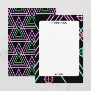 Game On Colorful Neon Laser Tag Birthday Thank You Card