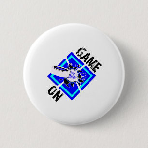 Game On-crossed Ice Hockey Rackets And Puck With P 6 Cm Round Badge