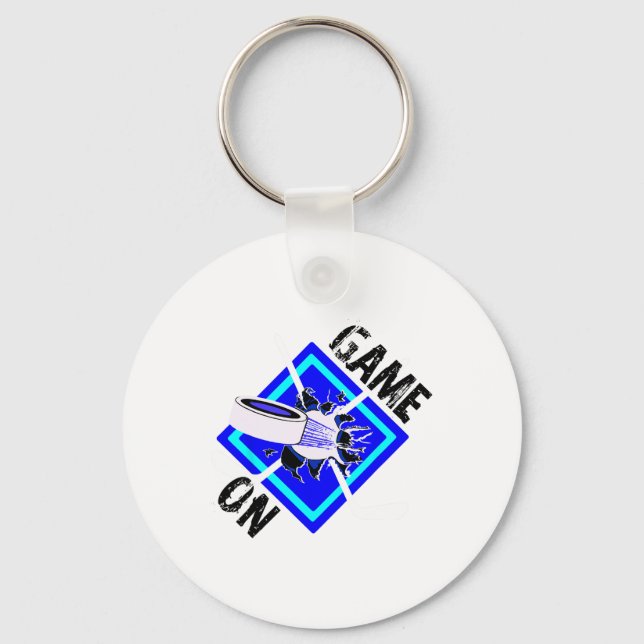 Game On-crossed Ice Hockey Rackets And Puck With P Key Ring (Front)